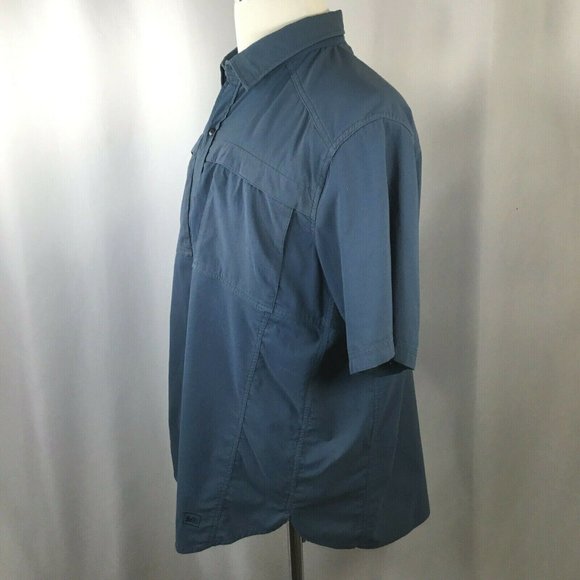 REI Vented Men's XL Shirt Short Sleeve Button Fishing Blue Green Hiking Outdoor - Picture 4 of 10